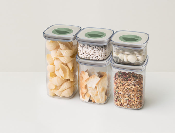 BergHOFF 5-Piece Smart Seal Food Container Set - 2x 0.4L, 2x 1L, 1x 1.6L Stackable Boxes
