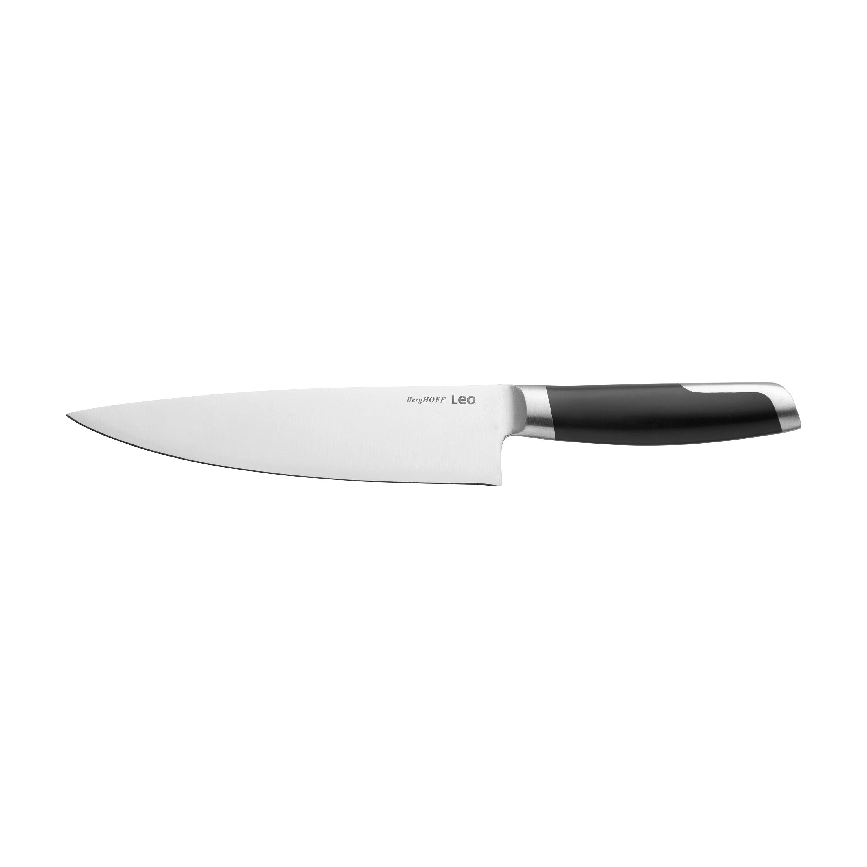 BergHOFF Chef's Knife 20cm - Graphite Series with Curved Tip and Wide Blade for Mincing and Light Cleaving
