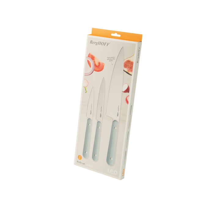 BergHOFF 3-Piece Knife Set - Glints Slate Starter Kit with Chef, Utility & Paring Knife
