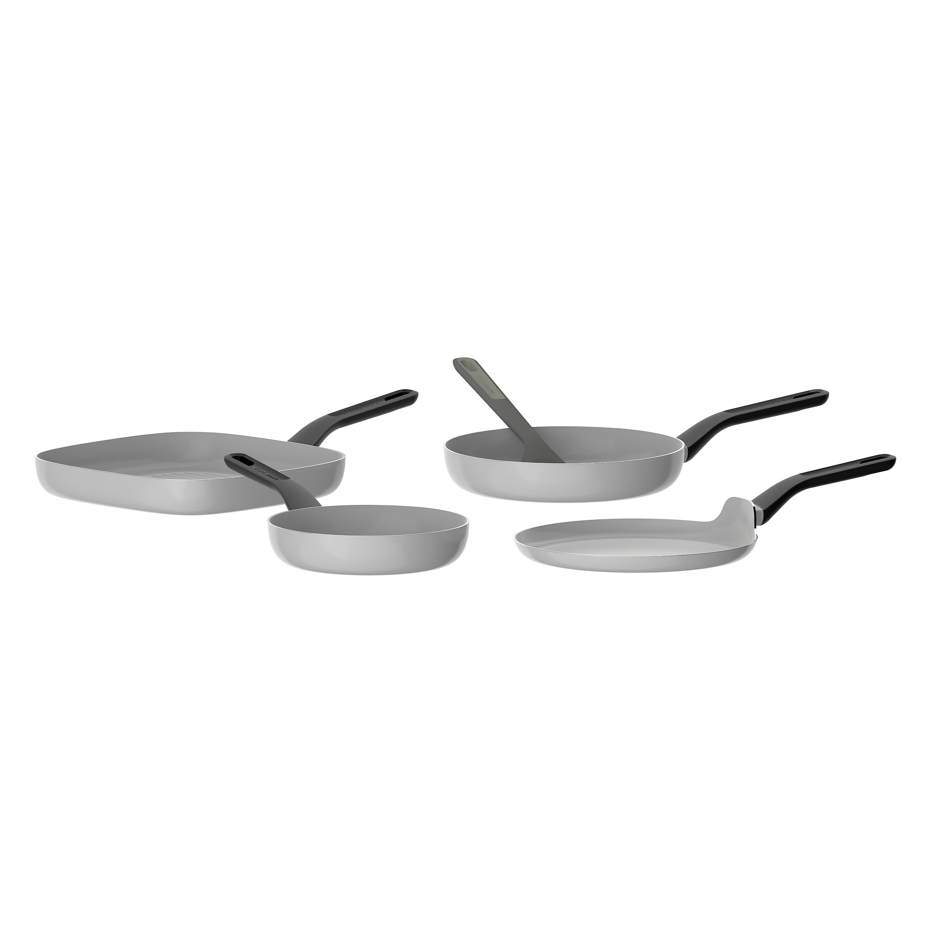 BergHOFF 4-Piece Frying Pan Set – Uqonic Downdraft Series with 20/24/26 cm Pans + Pancake Pan and Free Turner