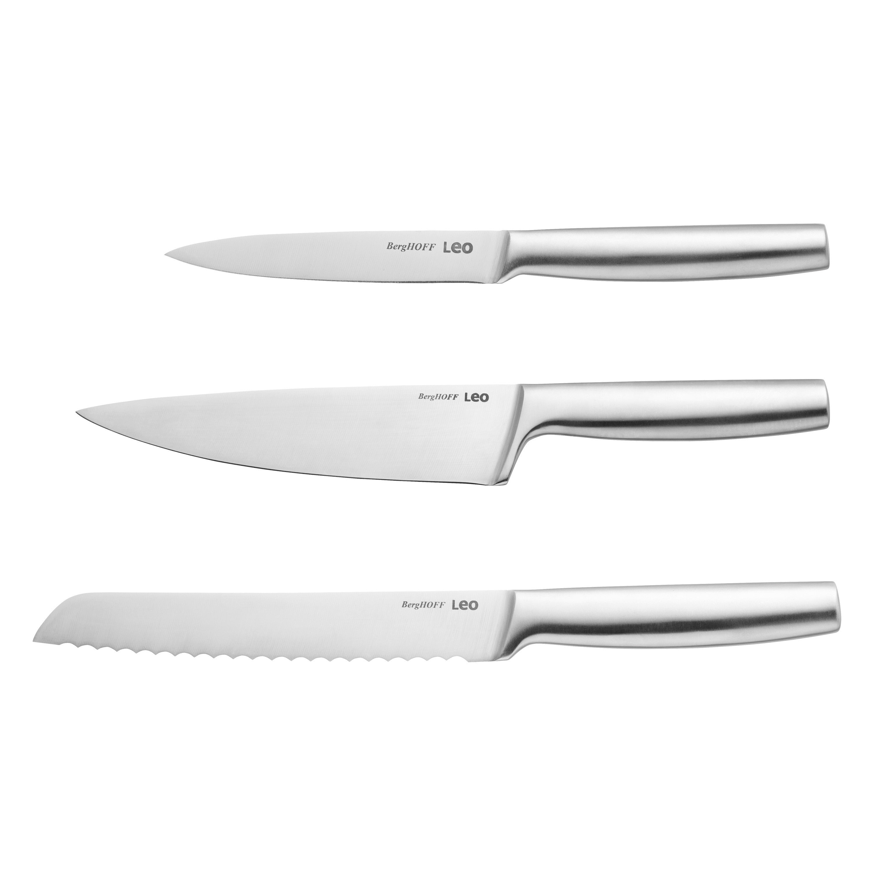 BergHOFF 3-Piece Knife Set - Legacy Classic with Utility, Bread and Chef's Knife for Daily Use