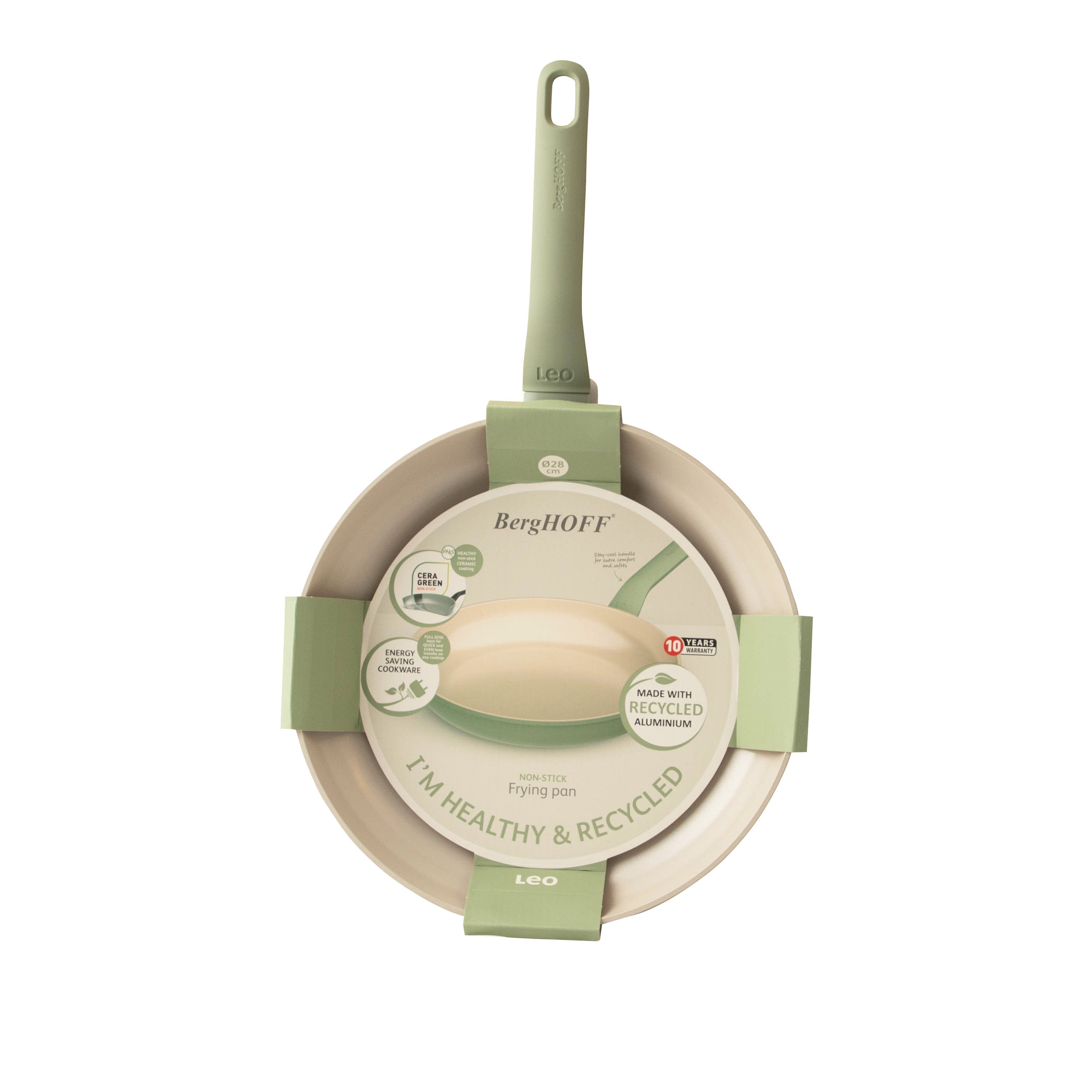 BergHOFF 28cm Frying Pan - Balance Sage Large Eco-Friendly Non-Stick Pan with Soft-Grip Handle