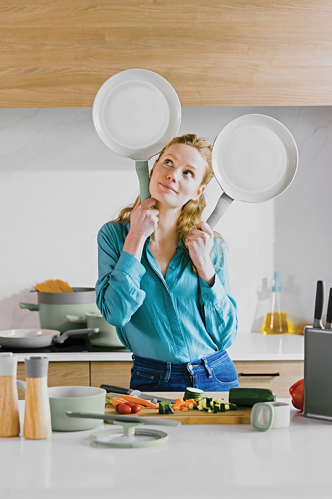 BergHOFF 26cm Pancake Pan - Balance Sage Eco-Friendly Aluminium with Healthy Non-Stick Coating